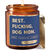 Best Dog Mom, Funny Lavender Vanilla Scented Candle, 100% Soy Wax | Dog Mom Gifts For Women For Birthday | Friendship Present Idea For Animal Pet Lovers | New Puppy Fur Mama Birthday Gift From Dogs
