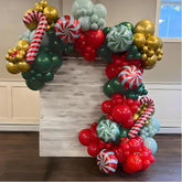 Christmas Balloon Garland Arch Kit Red Green Gold White 144 Pcs 12" 10" 5" Latex Balloons Candy Cane Balloons For Kids Xmas New Year Birthday Holiday Party Indoor Outdoor Decorations Supplies