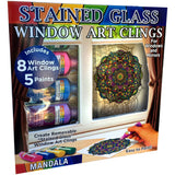 Zorbitz Stained Glass Window Art Clings Diy Kit,8 Clings& 5 Paints,4 Gorgeous,Intricate Mandala Designs,Designed Paint,Removable Clings, Sticks To Any Glass Surface,13 Piece Set,(2680)