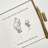Old English Co. Winnie The Pooh Birthday Card For Friend - Favourite Day Quote From Winnie The Pooh And Piglet For Sister, Cousin, Bff - Thinking Of You Sympathy Card | Blank Inside With Envelope