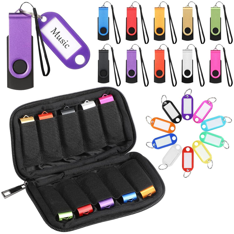 10 Pack Flash Drives With Lanyards, Key Tags And Storage Case Metal Usb 2.0 Th