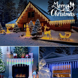 32.8FT Smart Color Changing Icicle Lights 100 LED 20 Tube Waterproof Connectable Outdoor Christmas Lights