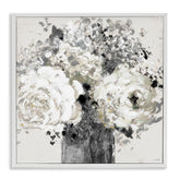 Stupell Industries Bold Abstract Floral Arrangement Black Cream Expressive Flowers, Design by Lanie Loreth White Framed Wall Art, 12 x 12, Grey