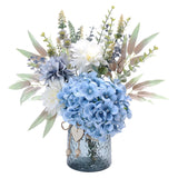 Fake Flowers With Vase, Hydrangea Artificial Flowers In Vase Faux Flowers Arrangement Suitable For Home Kitchen Living Room Fall Spring Decor Office Decoration, Centerpiece Table Decorations