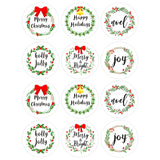360Pcs Merry Christmas Wreaths Stickers For Envelopes, Round Christmas Stickers For Candy Goodie Envelope Card, Christmas Envelopes Seals Stickers Gift Present Wrapping Decorations
