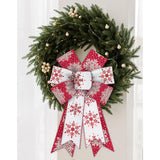 2 Rolls 2.5" 5 Yd Merry Christmas Ribbon Snowflake Wired Ribbon Glitter Gold Red White For Wreath Diy Crafting Gifts Wrapping Party Decoration