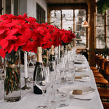 8 Pack Bulk Christmas Artificial Poinsettia Flowers Stem Bouquets Outdoors With 40Pcs 8.2 Inch Red Poinsettia Flowers Heads For Christmas Tree, Xmas Garland, Vase, Window Box, Porch Decorations