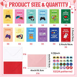 144Pcs Valentines Day Cards For Kids Includes 48 Video Game Theme Greeting Cards 48 Red Pink White Envelopes 48 Cute Stickers For School Classroom Exchange Gifts For Girls Boys Party Favor