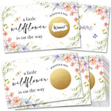 Baby Shower Game For Adults - Floral Scratch Off Activity Cards, 50-Pack “A Little Wildflower Is On The Way” - Premium Gender Reveal & Party Game For Guests -W1