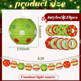 10 Pcs Christmas Paper Lanterns Red And Green Led Paper Lantern String 8.2 Ft Christmas Hanging Ornament For Xmas Tree D