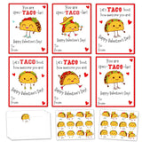 Taco Valentines Day Cards Gifts For Kids School, 24 Pack Taco Valentine Classroom Exchange Cards For Boys Girls