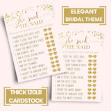 Pink And Gold Bridal Shower Games - 25 He Said Or She Said Cards - Guess Who Wedding Activity - Perfect For Engagements And Rehearsal Dinners - Modern Design, 4X6 Set
