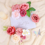 Rose Artificial Flowers Combo, Pink Flowers Dusty Rose Silk Flowers With Stems For Diy Bridal Wedding Bouquets Floral Arrangements Table Centerpieces Party Baby Shower Home Decor