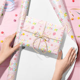 2St Birthday Wrapping Paper Roll - Pink Happy Birthday With Balloon Gift Wrap Sheets For Kids Girls Baby Shower Party Decoration Celebration Total 28.5Sq.Ft