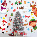 Christmas Door Wall Sticker Decal Removable Large Snowman Santa Reindeer Elf Door Decor Xmas Classroom School Office Bedroom Wall Decoration With Snowflake Merry Christmas Holiday Winter Decor
