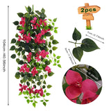 Fake Hanging Flowers Plants Bougainvillea Artificial,Uv Resistant Faux Silk Flower Fabric Vine For Indoor Outdoor Garden Porch Eave Fence Wedding Wall Spring Summer Decor