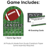 Big Dot of Happiness End Zone - Football - How Many Candies Baby Shower or Birthday Party Game - 1 Stand and 40 Cards - Candy Guessing Game