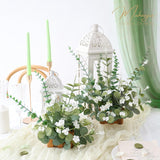 160Pcs Mixed Artificial Eucalyptus Stems And White Faux Flowers, Big Babys Breath And Eucalyptus Leaves Stems Bulk For Diy Wedding Bouquet Home Decor Floral Arrangement (Green 160Pcs)