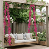 2 Pcs Artificial Bougainvillea Flowers Garland Fake Silk Bougainvilleas Vines Trailing Fuchsia Faux Hanging Flowers Plants Bougainvillea Artificial For Porch Wedding Arch Spring Summer Decor