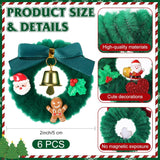 6 Pcs Mini Christmas Wreath Refrigerator Magnets Mini Christmas Garland Decorative Fridge Door Magnetic Stickers New Year Holiday Decorations Xmas Stickers For Fridge Metal Door