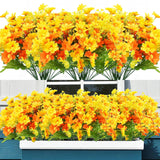 24 Bundles Artificial Fall Flowers For Outdoors Fake Daisy Mums Flowers Uv Resistant Autumn Flowers No Fade Indoor Outside Home Wedding Garden Porch Fall Décor (Orange Yellow)