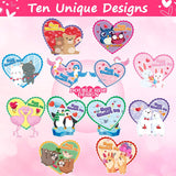 40 Pieces Valentine'S Day Kids Cards Lovely Valentines Greeting Cards With Envelopes Heart Shaped Anniversary Cards For Classroom Boys Girls, 10 Designs