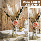 10 Set Dried Pampas Grass Centerpiece For Wedding Baby Shower Party 10 Glass Flower Jars 10 Artificial Roses 80 Dried Pampas Grass With Rope For Rustic Bridal Farmhouse Decoration(Pink)