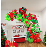 Christmas Balloon Garland Arch Kit130+Pcs Xmas Red Green Balloons With Candy Cane Christmas Tree Gift Box Balloons For Kids Grinchmas Party Naughty Christmas Birthday Decorations