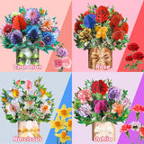 4 Pack Paper Flower Pop Up Cards, Flower Bouquet Card Popup 3D Greeting Cards For Mother'S Day, Graduation, Birthday, Get Well, Welcome Back Card With Envelope And Note