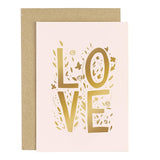 Old English Co. Love Letters Blush Pink Greeting Card - A6 Card | Beautiful Gold Foil Card For Valentines Day, Wedding Day, Engagement, Anniversary