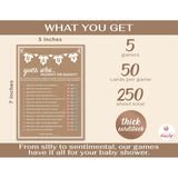Baby Shower Games For Girl Or Boy, 250 Pcs 5 Games Activities Cards, Funny Baby Shower Games, Gender Neutral, Baby Shower Ideas