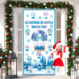 Winter Christmas Door Cover Decoration Classroom Snow Globe Snowflakes Banner Xmas Hanging Decor For Front Door Porch Holiday School Party Supplies (Learning Is Snow Much Fun)