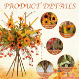 Fall Flowers Artificial For Decoration?6-Pack Fake Wildflowers With Faux Sunflowers Eucalyptus Stems Lavender Fall Floral Arrangement For Vase Tables Indoor Kitchen Wedding Party Decor (Autumn)