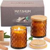 2 Pack Sandalwood Scented Candles For Home Decor, 6.5Oz Natural Soy Wax Aromatherapy Jar Candles, Housewarming Gift For Women