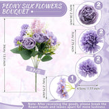 8 Pcs Artificial Flowers Bouquet Fake Silk Flowers Faux Bouquet Hydrangea Bouquets For Valentine'S Day Wedding Birthday Party Table Centerpieces Home Office Decoration(Purple,Peony)