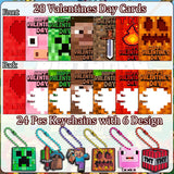 24-Pack Valentine'S Day Cards With Cute Keychains - Valentines Day Cards & Classroom Exchange Cards Set For Parties & Fun Gifts