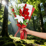 Red Handmade Artificial Lily Bouquet Twist Stick Combination Flower Crochet Flowers Bouquet Kit For Women Wife Lover Friends Anniversary Birthday Valentine'S Day Mother'S Day Graduation Gifts (Red)