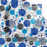 70Th Birthday Wrapping Paper Sheet - 6 Sheets Blue 70Th Bday Design Folded Flat For Birthday, Party, Baby Showers - 19.7 Inch X 27.5 Inch Per Sheet