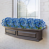 Outdoor Artificial Fake Flowers,24 Bundles Uv Resistant Faux Outdoor Plastic Flower Plants For Outside Indoor Decorations(Blue)