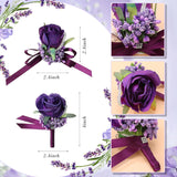 20 Pcs Wedding Corsage And Boutonniere Set Homecoming Artificial Corsage Wristlet And Boutonniere For Men Women Bride Bridesmaid Wedding Flowers Accessories Prom Suit Decorations (Purple)