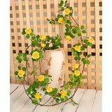 Bendable Artificial Rose Vine Yellow Flower Garland, Vinage Flower Decoration For Room Wall Home Decoration (2, Yellow)