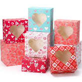 30 Pack Valentine’S Day Bakery Cookie Boxes, 6" X 6" X 3" Valentines Treat Boxes With Heart Window, Candy Box For Holiday Pastries, Brownies, Chocolates, Cupcakes, Truffles Gift Giving