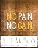No Pain No Gain Neon Sign Yellow LED Wall Light USB Gym Motivational Room Decor