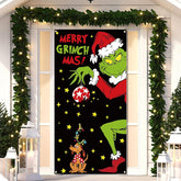 Merry Christmas Door Cover Welcome Xmas Birthday Party Decorations Green Winter Holiday Banner For Home Office Door Decor