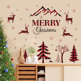 Merry Christmas Wall Decal - Red & Black Buffalo Plaid Tree, Deer Window Clings, Snow Removable Home Decor Mural, Peel And Stick For Christmas Party Supplies