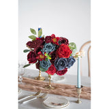 Artificial Flowers Wedding Flowers Combo For Silk Fake Flowers Roses For Diy Wedding Bouquets Burgundy Centerpieces Arrangements Party Bridal Baby Shower Home Decorations (Burgundy & Navy)