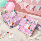 Cat Wrapping Paper Roll - Mini Roll - 17 Inch X 16.5 Feet - Pink Kitty Cat Happy Birthday Wrapping Paper For Kids Girls Birthday, Baby Shower