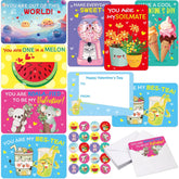 Kids Valentines Day Cards Pun Note Cards With Stickers And Envelopes For Valentine Party Favor School Classroom Activity 28Pcs