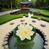 White Artificial Floating Foam Lotus Flower With Water Lilys Pad Ornanments,Lifelikes Fake Lotus Flowers For Patio Pond Pool Fish Tank Aquarium Home Garden Wedding Party,Outdoor Décor