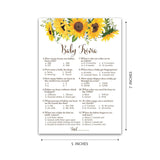 Sunflower Baby Shower Trivia Game – Pack Of 25 Cards – Gender Neutral Yellow Rustic Summer Fall Baby Shower Games, Autumn Or Halloween Baby Party Game, Fun Baby Shower Activity G335-Trv